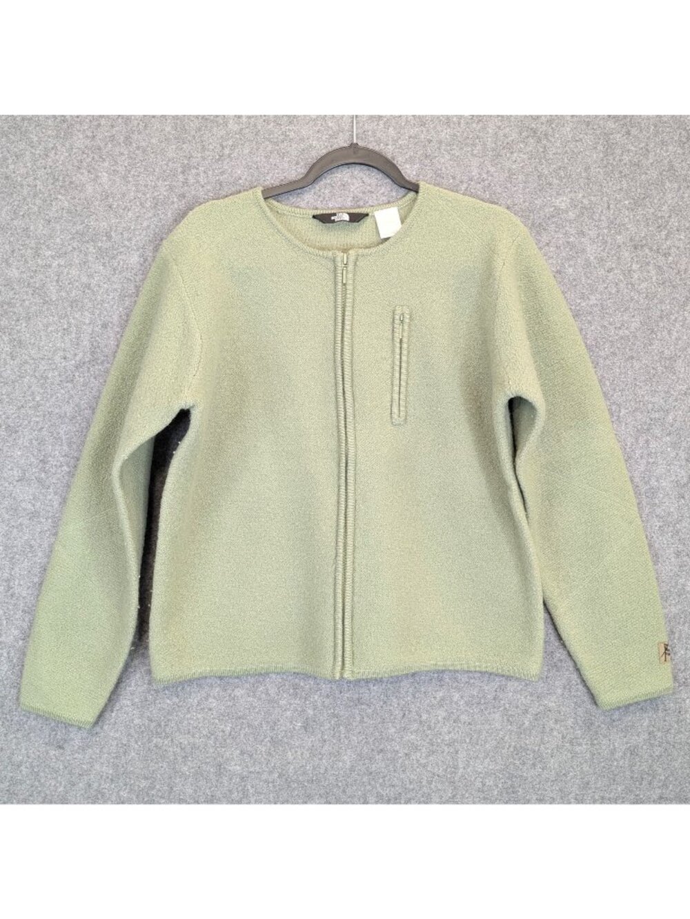 The North Face Womens Size Large Green Wool Blend Full-Zip Sweater Jacket